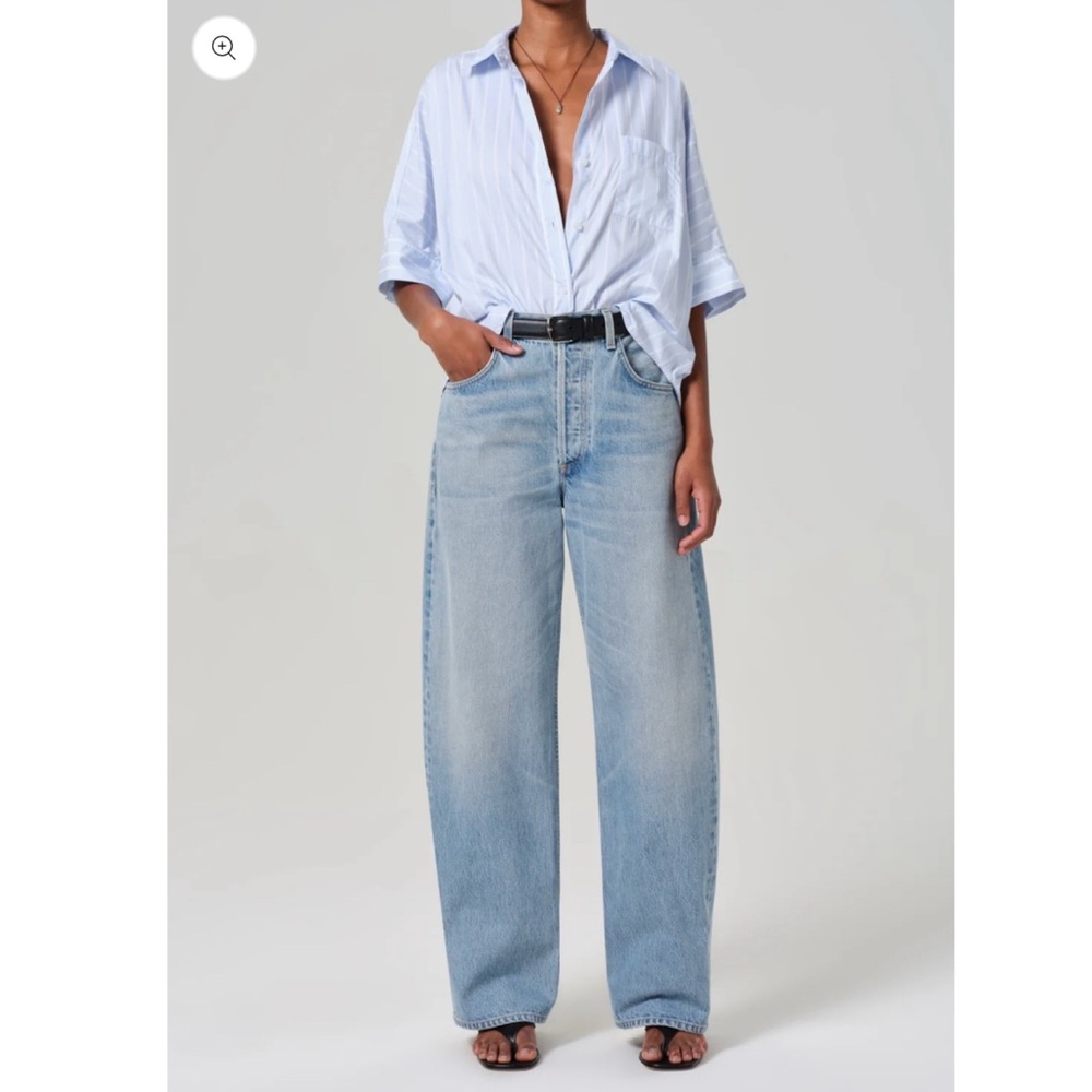 Citizens of Humanity Ayla Baggy Cuffed Crop Wide Leg Jeans Gemini Light Blue 28 - Picture 15 of 15